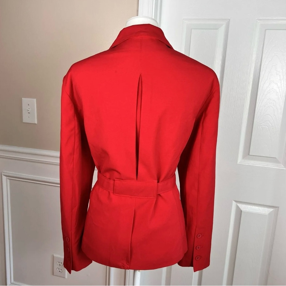 Larry Levine Polyester Rayon Spandex Pant Suit Red Belted Wide Leg 2PC Needles - Picture 5 of 9